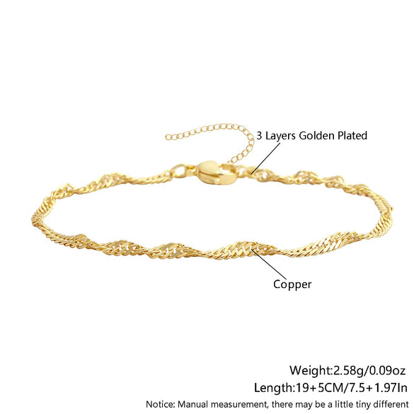 Wholesale Jewelry Retro Minimalist Geometric Copper Gold Plated Bracelet Suit