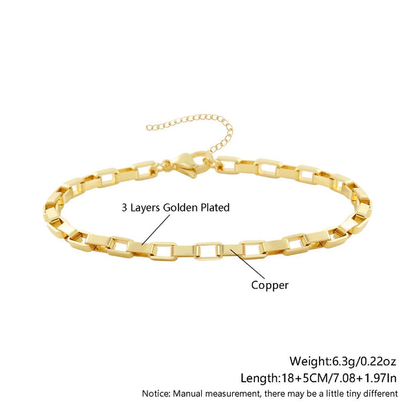 Wholesale Jewelry Retro Minimalist Geometric Copper Gold Plated Bracelet Suit