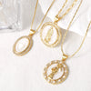 Wholesale Jewelry Retro Mother Of Pearl Love Pendant Necklace Copper Gold Plated Geometric Style Box Chain Women's