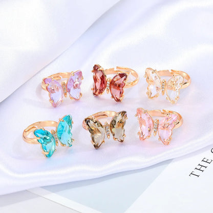 Wholesale Jewelry Retro Multicolor Butterfly Ring Nihaojewelry