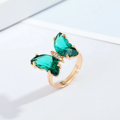 Wholesale Jewelry Retro Multicolor Butterfly Ring Nihaojewelry