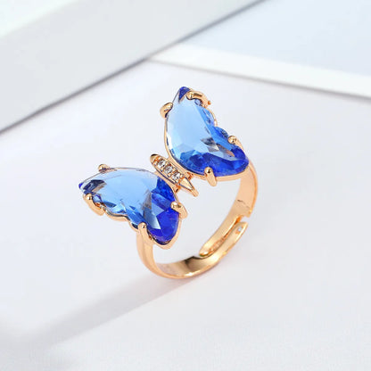 Wholesale Jewelry Retro Multicolor Butterfly Ring Nihaojewelry