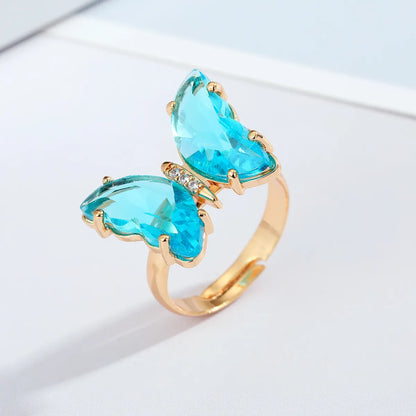 Wholesale Jewelry Retro Multicolor Butterfly Ring Nihaojewelry