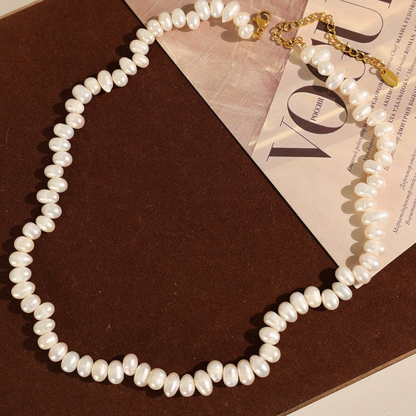 Wholesale Jewelry Retro Natural Pearl 316L Stainless Steel Electroplated Necklace For Women
