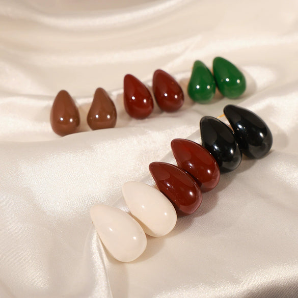 Wholesale Jewelry Retro Natural Style Copper Enamel Glaze Water Drops Hollow Earrings For Women