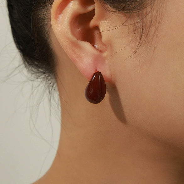 Wholesale Jewelry Retro Natural Style Copper Enamel Glaze Water Drops Hollow Earrings For Women