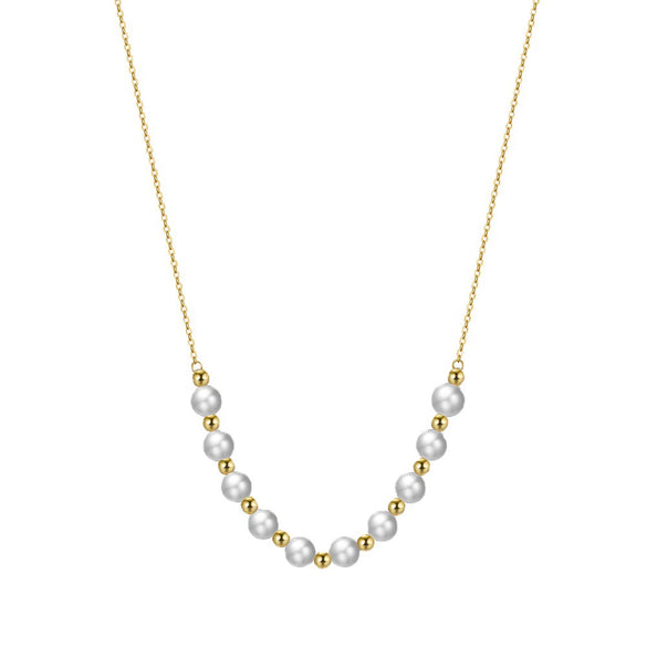 Wholesale Jewelry Retro Natural Style Geometric S925 Sterling Silver Freshwater Pearl Pendant Necklace With Electroplating