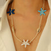 Wholesale Jewelry Retro Ocean Holiday Imitation Pearl Starfish Shell Necklace For Women With Star Pattern And Set With Diamonds In Mixed Materials And Alloy Pendant