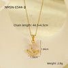 Wholesale Jewelry Retro Ocean Style Pirate Ship Stainless Steel Anchor Necklace Inlaid With Zircon Electroplated