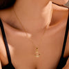 Wholesale Jewelry Retro Ocean Style Pirate Ship Stainless Steel Anchor Necklace Inlaid With Zircon Electroplated