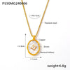 Wholesale Jewelry Retro Oval Geometric Zircon Copper Pendant 316L Stainless Steel Clavicle Chain 18K Gold Plated