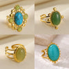 Wholesale Jewelry Retro Palace Style Turquoise Geometric Animal Zodiac 18K Goldplated Ring For Women