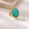 Wholesale Jewelry Retro Palace Style Turquoise Geometric Animal Zodiac 18K Goldplated Ring For Women
