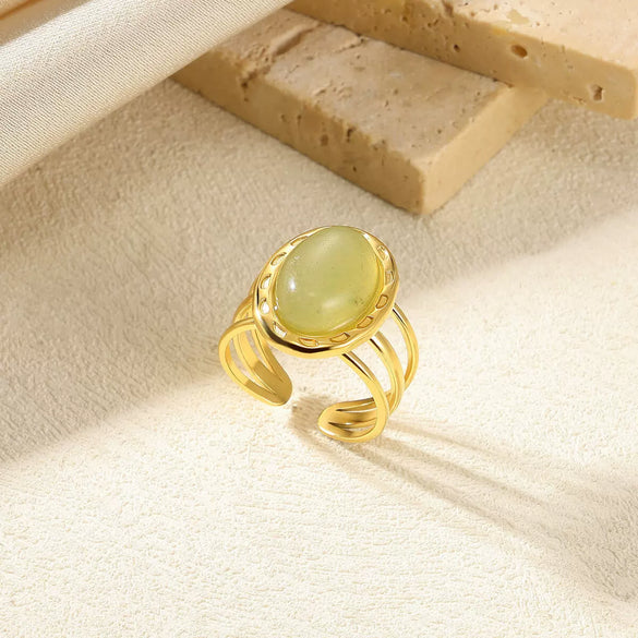 Wholesale Jewelry Retro Palace Style Turquoise Geometric Animal Zodiac 18K Goldplated Ring For Women