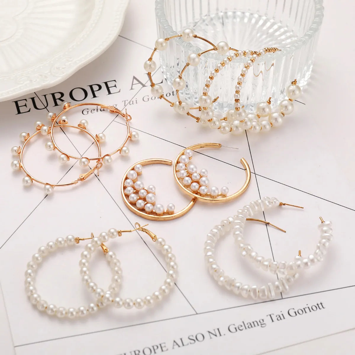 Wholesale Jewelry Retro Pearl C-Shaped Earrings Nihaojewelry