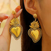 Wholesale Jewelry Retro Personality Sacred Heart Alloy Pendant Necklace And Earrings With Electroplating