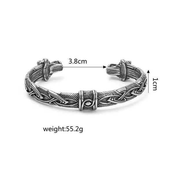 Wholesale Jewelry Retro Pirate Style Double Wolf Head Cshaped Stainless Steel Polish Bracelet