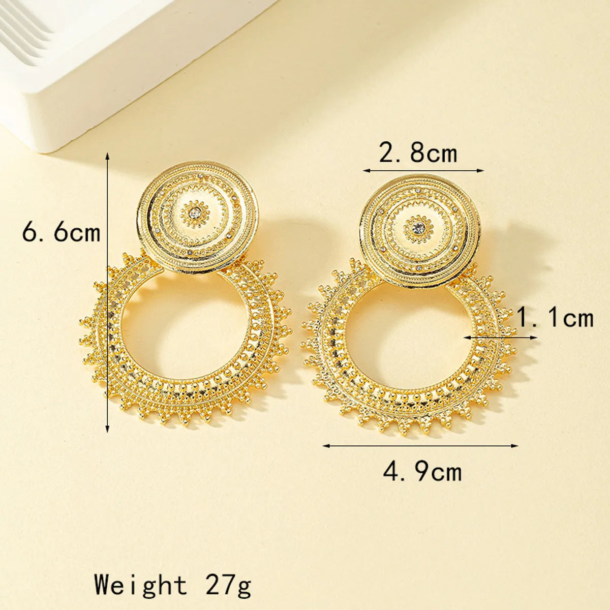 1 Pair Retro Punk Geometric Plating Alloy 14k Gold Plated Ear Studs