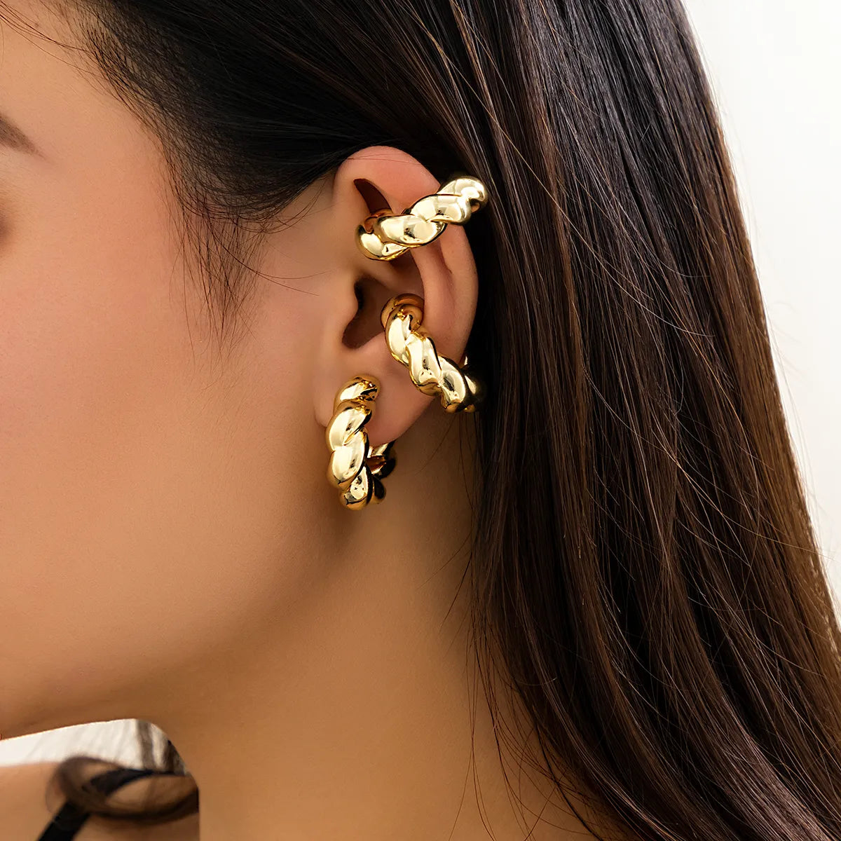 Wholesale Jewelry Retro Punk Geometric Ccb Ear Cuffs