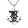 Wholesale Jewelry Retro Punk Navy Anchor Titanium Steel Pendant Necklace With Baking Paint Pattern Of Letters Numbers Text