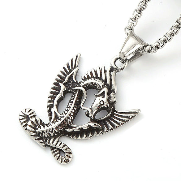 Wholesale Jewelry Retro Punk Navy Anchor Titanium Steel Pendant Necklace With Baking Paint Pattern Of Letters Numbers Text