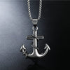 Wholesale Jewelry Retro Punk Navy Anchor Titanium Steel Pendant Necklace With Baking Paint Pattern Of Letters Numbers Text