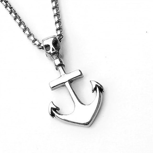 Wholesale Jewelry Retro Punk Navy Anchor Titanium Steel Pendant Necklace With Baking Paint Pattern Of Letters Numbers Text