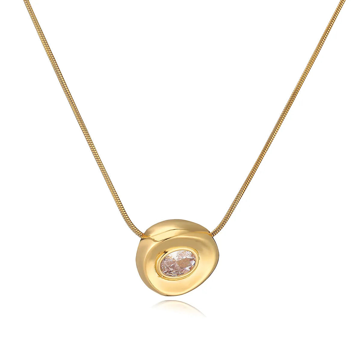 Wholesale Jewelry Retro Punk Simple Style Solid Color 304 Stainless Steel 18K Gold Plated Plating Pendant Necklace