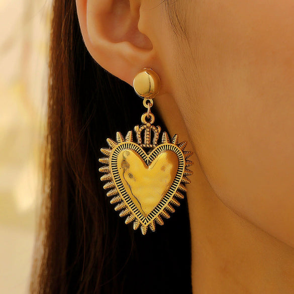 Wholesale Jewelry Retro Religious Alloy Heart Shape And Geometric Pendant Necklace With Silver O Word Chain Electroplated