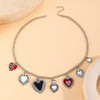 Wholesale Jewelry Retro Religious Alloy Heart Shape And Geometric Pendant Necklace With Silver O Word Chain Electroplated