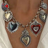Wholesale Jewelry Retro Religious Alloy Heart Shape And Geometric Pendant Necklace With Silver O Word Chain Electroplated