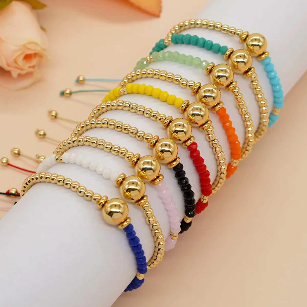 Wholesale Jewelry Retro Round Artificial Crystal Copper Beaded Bracelets