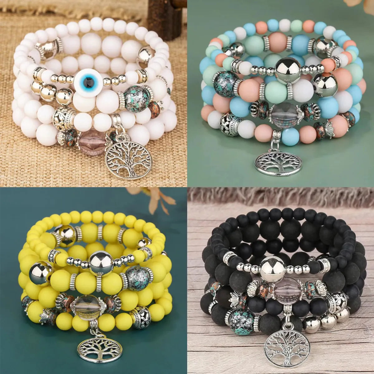 Wholesale Jewelry Retro Round Dull Polish Bead Beaded Bracelets