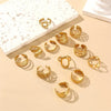 Wholesale Jewelry Retro Round Star Leaves 304 Stainless Steel Open Rings