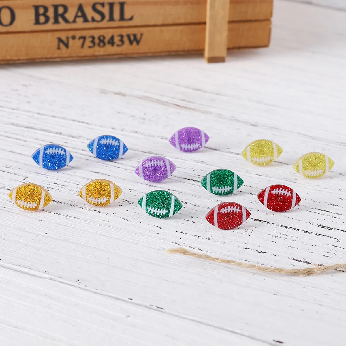 Wholesale Jewelry Retro Rugby Arylic Printing Ear Studs