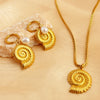 Wholesale Jewelry Retro Shell 201 Stainless Steel Gold Plated Plating Jewelry Set