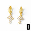 Wholesale Jewelry Retro Simple Geometric Copper Goldplated Cross Pendant Earrings