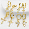 Wholesale Jewelry Retro Simple Geometric Copper Goldplated Cross Pendant Earrings