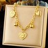 Wholesale Jewelry Retro Simple Heart Pendant Stainless Steel Goldplated Necklace Bracelet Women's Set