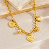 Wholesale Jewelry Retro Simple Heart Pendant Stainless Steel Goldplated Necklace Bracelet Women's Set