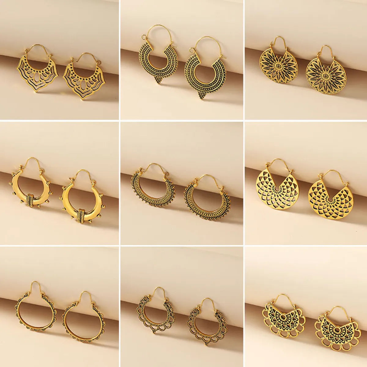 Wholesale Jewelry Retro Simple Hollow Geometric Earrings Gooddiy