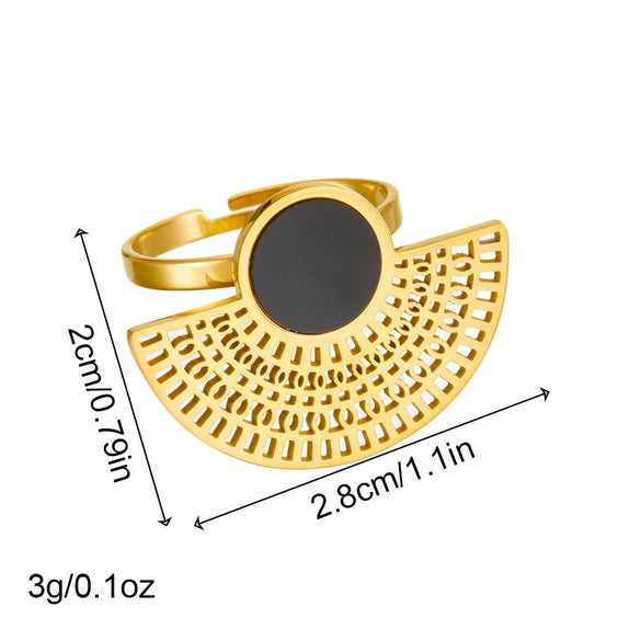 Wholesale Jewelry Retro Simple Stainless Steel Snake Bone Chain Multilayer Fan Pendant Earrings Ring Bracelet Set Gold Plated Electroplating Women's