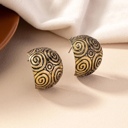 Wholesale Jewelry Retro Simple Style Circle Ferroalloy 14k Gold Plated Plating Ear Studs