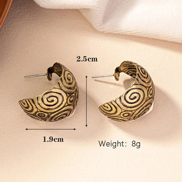 Wholesale Jewelry Retro Simple Style Circle Ferroalloy 14k Gold Plated Plating Ear Studs