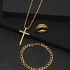 Wholesale Jewelry Retro Simple Style Cross 304 Stainless Steel Gold Plated Jewelry Set