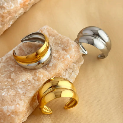 Wholesale Jewelry Retro Simple Style Geometric 304 Stainless Steel 18K Gold Plated Open Rings