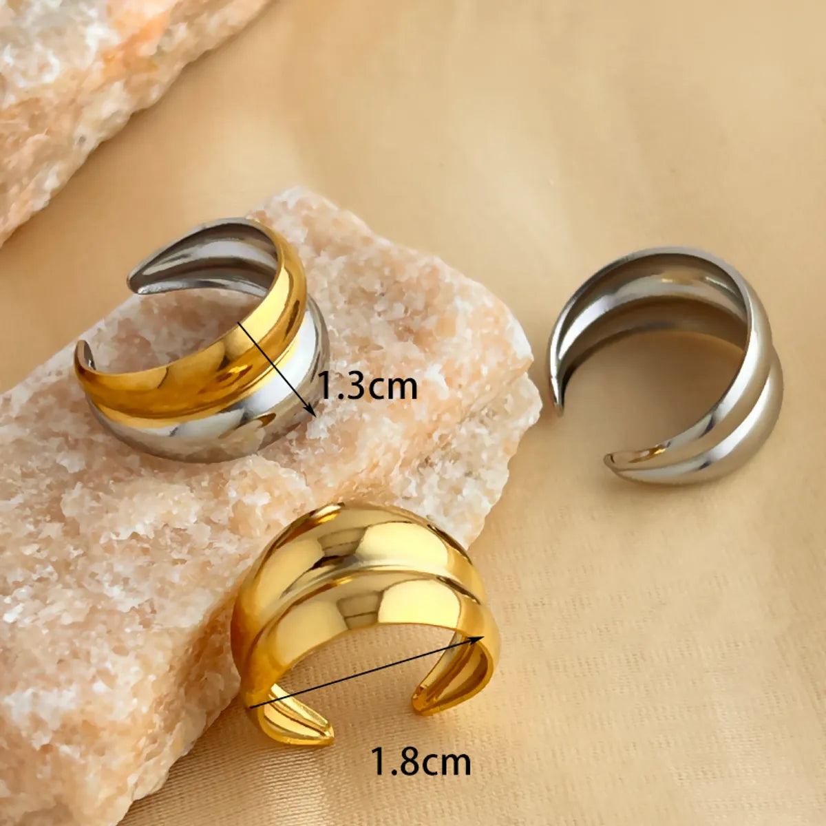 Wholesale Jewelry Retro Simple Style Geometric 304 Stainless Steel 18K Gold Plated Open Rings