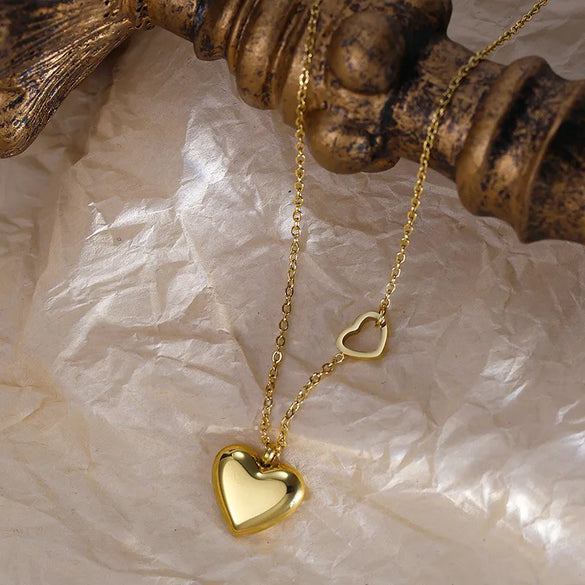 Wholesale Jewelry Retro Simple Style Geometric 304 Stainless Steel Shell Zircon 18K Gold Plated Inlay Pendant Necklace