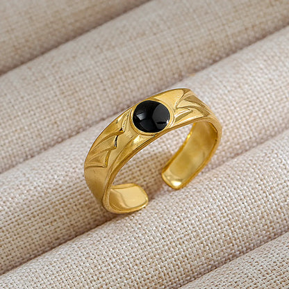 Wholesale Jewelry Retro Simple Style Geometric Titanium Steel 18K Gold Plated Open Rings