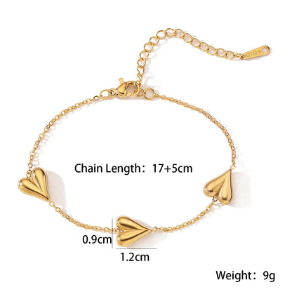 Wholesale Jewelry Retro Simple Style Heart Shape 304 Stainless Steel 18K Gold Plated Bracelets Necklace